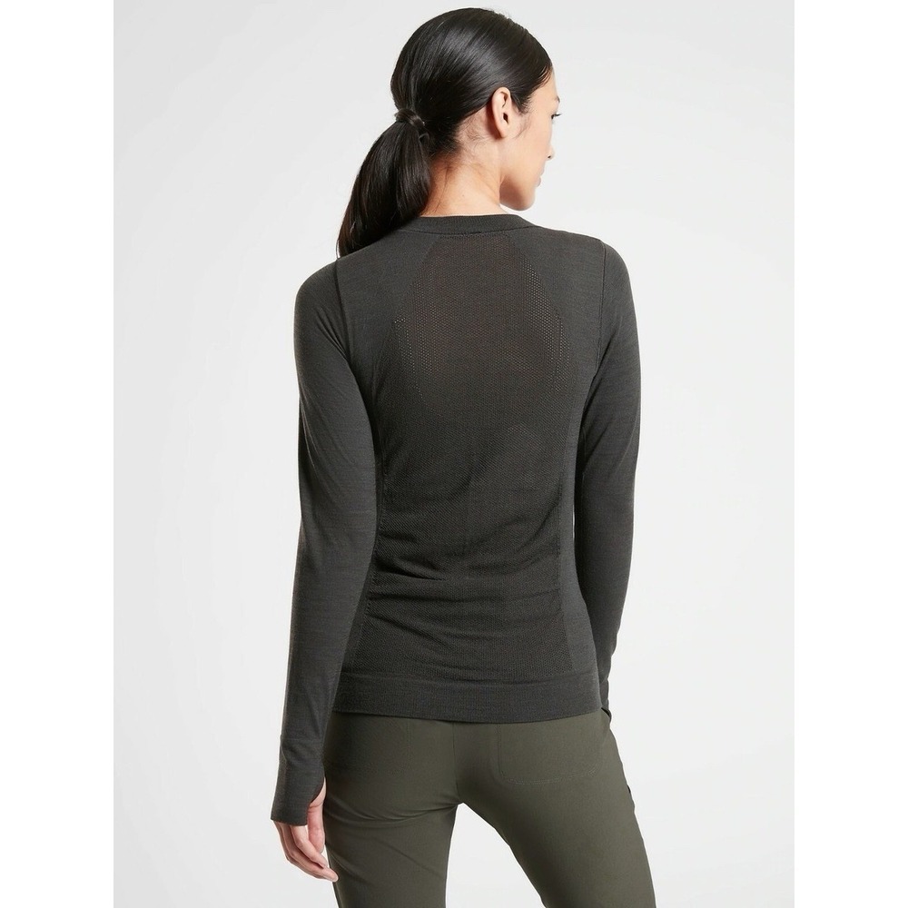 Athleta‎ Foresthill Wool Ascent Top Black Small Mesh Back - Picture 2 of 9